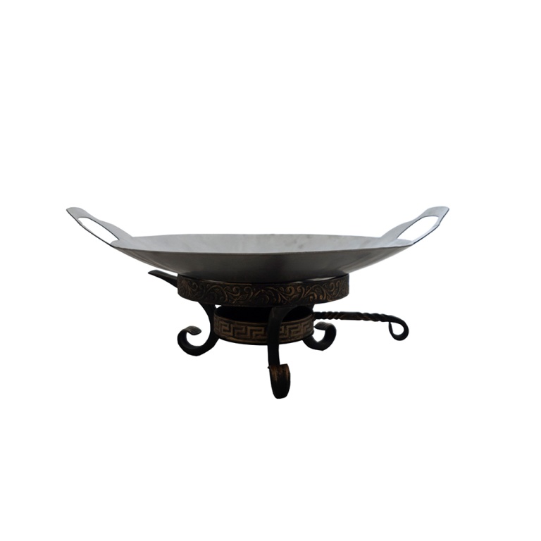 Садж кованный Афина, с тарелкой, ковшик под угли (нержавеющая сталь Д 38 см, высота 17 см) - фото 