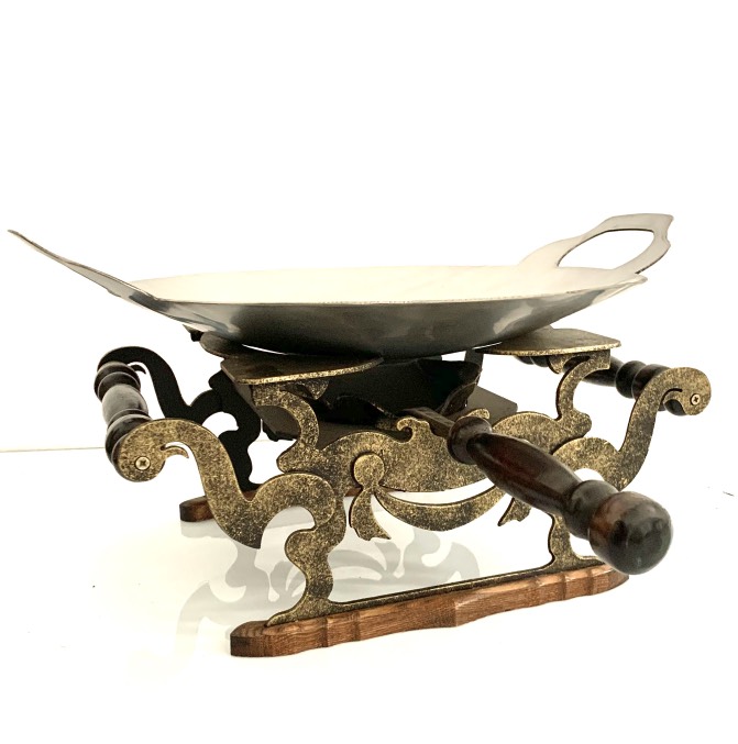 Садж кованный Винтаж, с тарелкой (нержавеющая сталь Д 38 см, высота 20 см) (Фото №1)