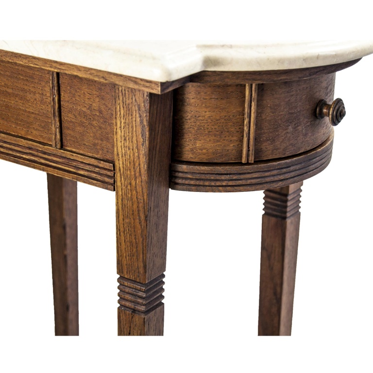 Столик самоварный Прямой деревянный с мраморной столешницей, 590х390х790, ручная работа, новый (Фото №3)