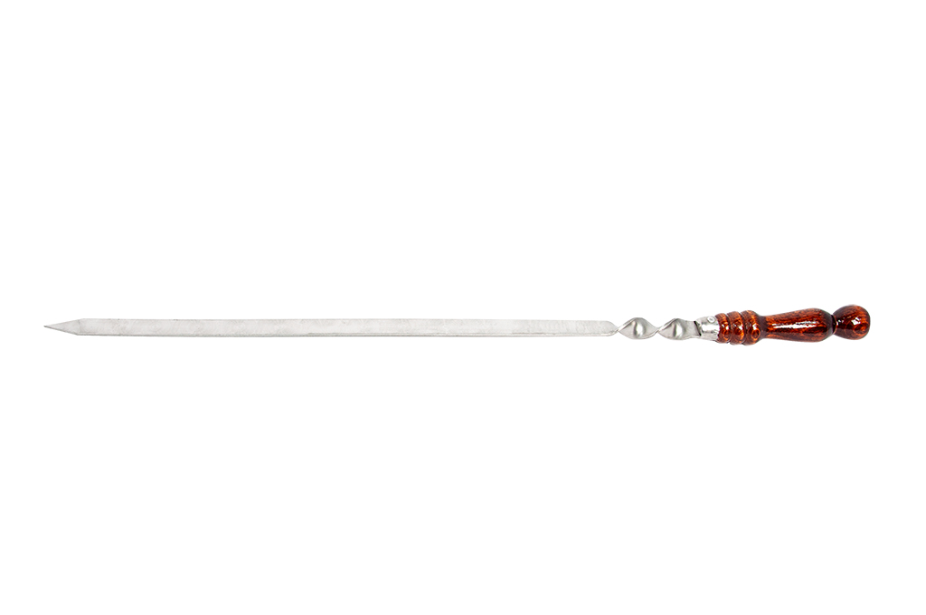 Шампур для люля-кебаб, 45х2 см, с деревянной ручкой, нержавеющая сталь 3 мм - фото 