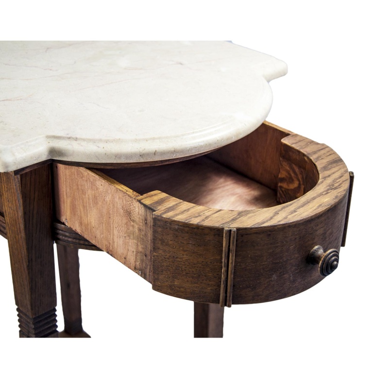 Столик самоварный Прямой деревянный с мраморной столешницей, 590х390х790, ручная работа, новый (Фото №4)